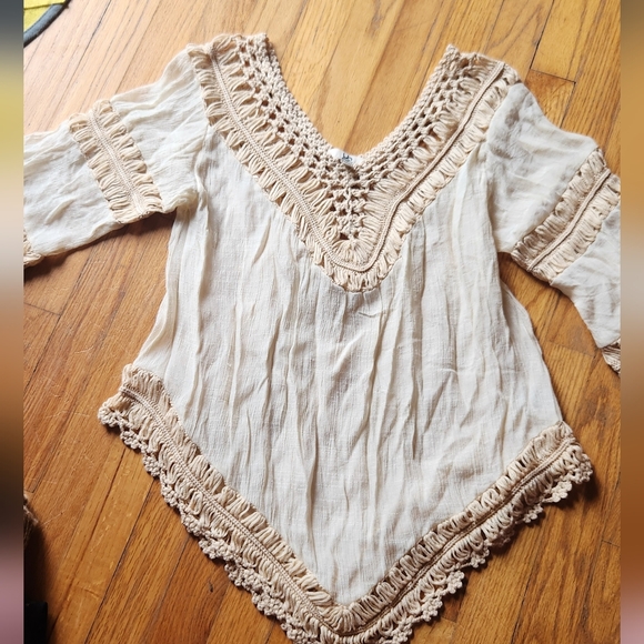 Ya Los Angeles Crochet Boho Festival Poncho Top L - Picture 9 of 9